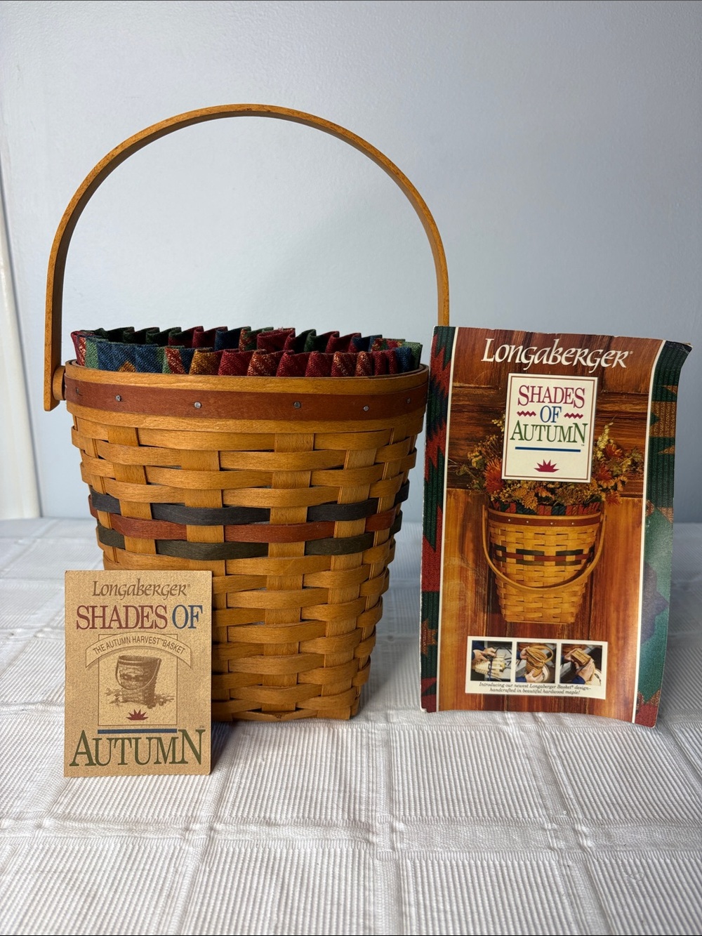 Vintage 1993 Longaberger Shades of Autumn Basket with Multicolor Accent Bands